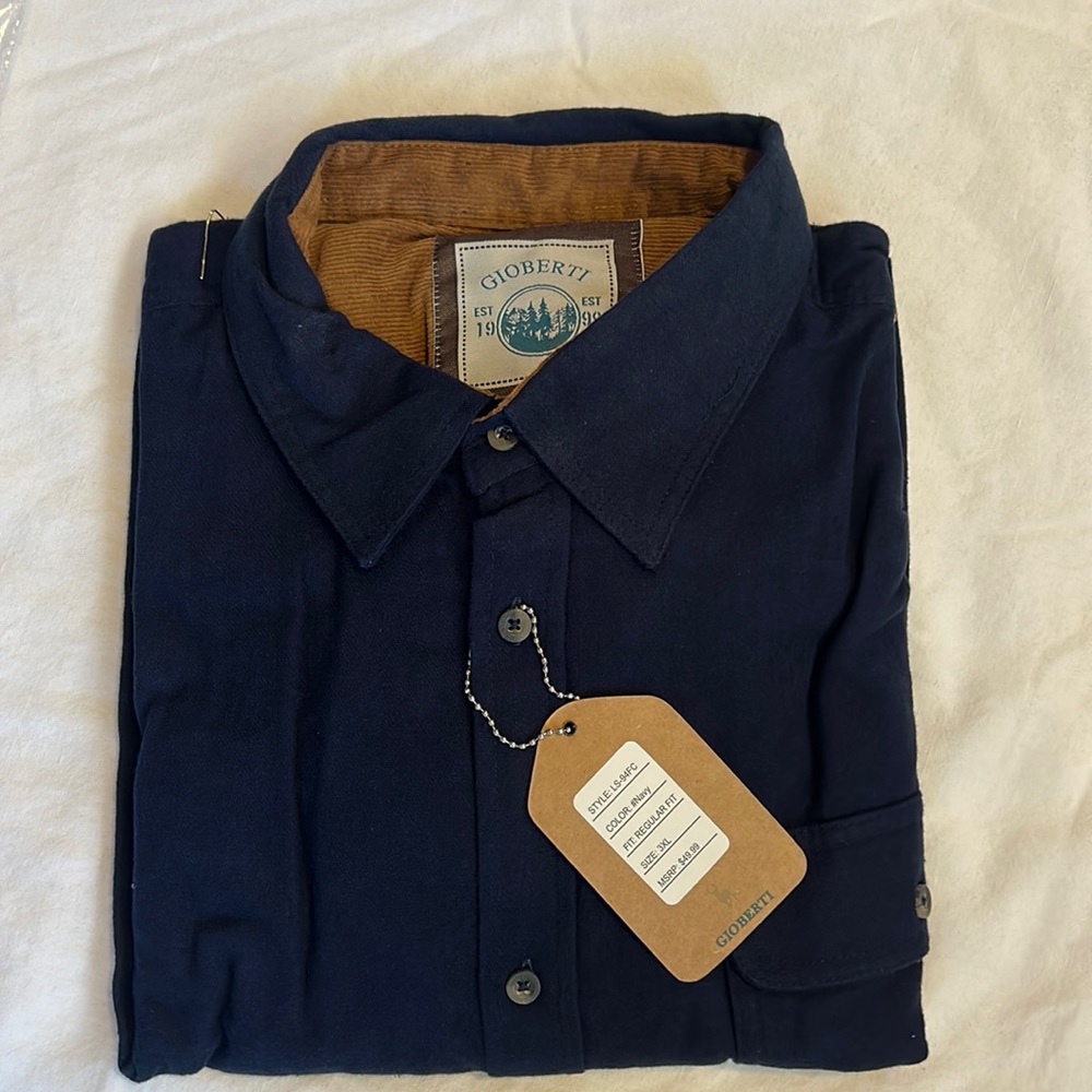 Gioberti Men’s flannel shirt with corduroy neck and cuff detail